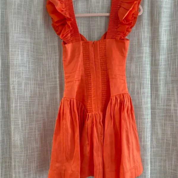 Aje Orange Mini Dress with Ruffled Sleeves Size 0 - Image 3
