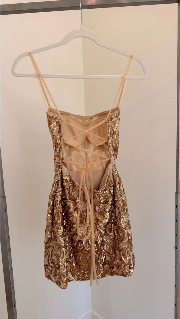 * 4622 alyce paris square neck sequin hoco dress size 2 (petite) lace up back - Image 4