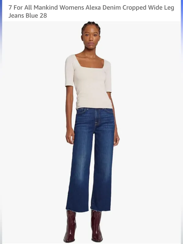 7 For All Mankind Cropped Alexa high rise straight relaxed stretch jeans 32 - Image 4
