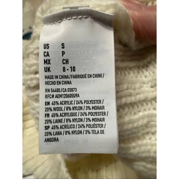 American Eagle Jegging Sweater Cream Rainbow Wool Blend Sz S NWT - Image 4