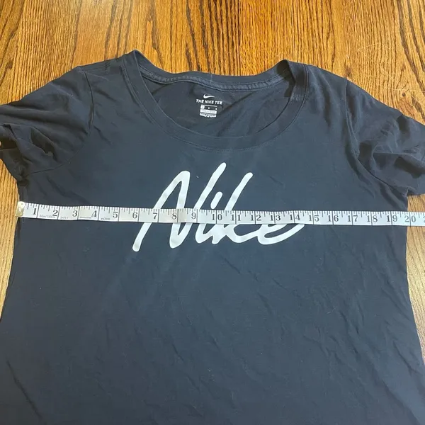 Nike Women's Black Dri-FIT Script-Logo Training T-Shirt Size L - Image 2