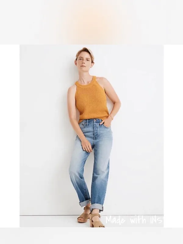 EUC Madewell cutaway sweater tank mustard color - Image 3