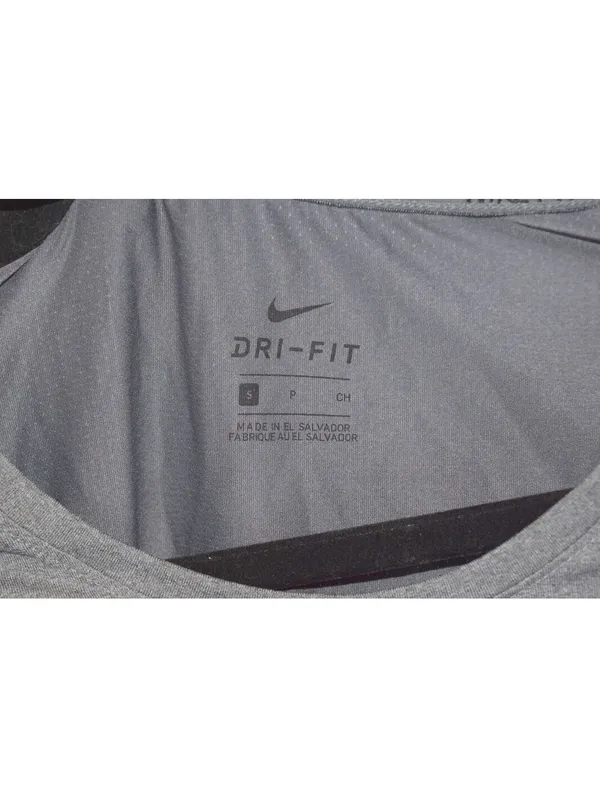 Nike Pro Dri-Fit Shirt Womens Small Gray Fitted Athletic Crew Neck Tee - Image 3
