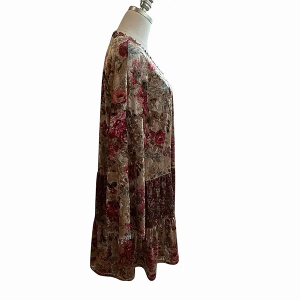 Easel Boho Fairy Velvet Tiered Floral Kimono Jacket Size S Cottage Whimsigoth - Image 4