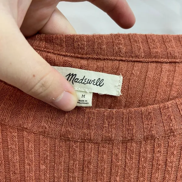 Madewell women's rustic orange soft knit balloon‎ sleeve stretch sweater medium - Image 4
