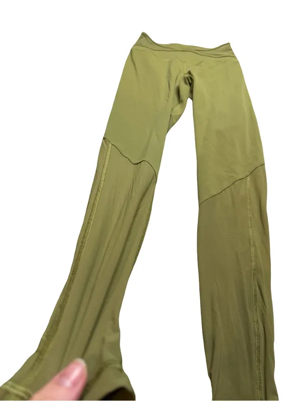 ✨ Lululemon Nulu Crisscross Mesh‎ Stirrup Tight Olive Green Leggings Sz 6 ✨ - Image 6