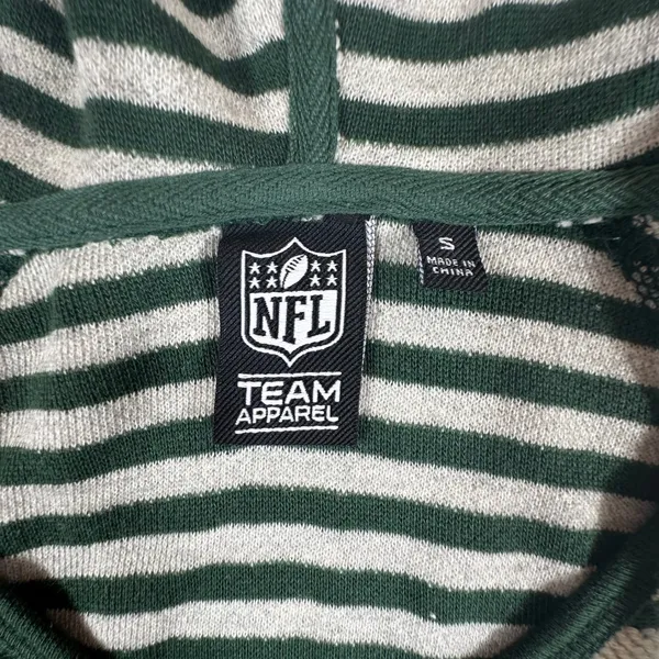 NFL Team Apparel Green Bay Packers Striped V-Neck Hoodie Women Small Football - Image 5