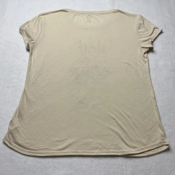 Reebok Womens Nah Ma Stay‎ In Bed Graphic T-Shirt Tan Beige Short Sleeve Medium - Image 2