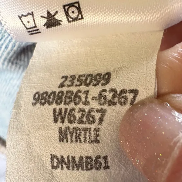 PAIGE Maternity Wide Leg Raw Hem Light Wash Denim Jeans Blue - Image 11