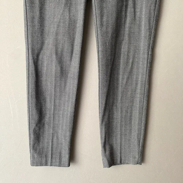 Zara‎ Cotton Herringbone Academia Office Siren Tapered Ankle Pants Small Gray - Image 3