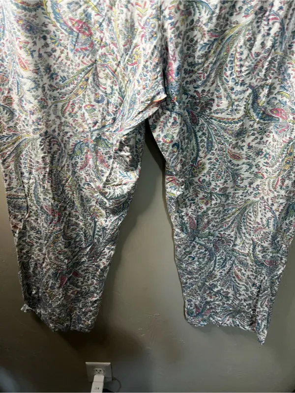 Lauren Ralph Lauren Paisley Monogram Knit Jersey Cropped Preppy Comfy Pajama Set - Image 13