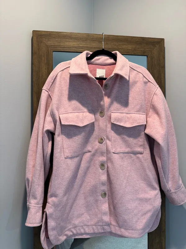Pink Oversized “H&M” Button-Up Shacket - Image 2