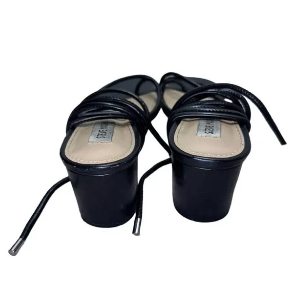 Steve Madden Heeled Sandals Black Strappy Tie Up - Image 4