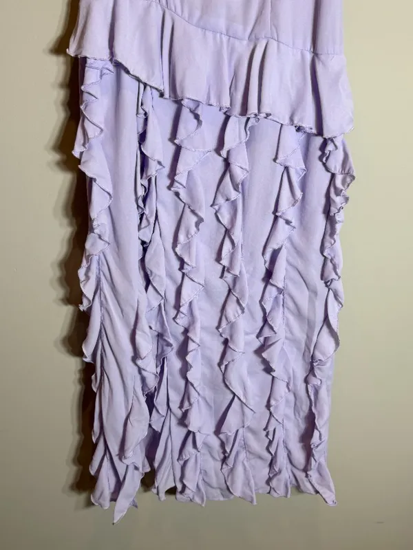 Peppermayo Firefly Maxi Dress Womens 6 Lilac Purple Ruffles Slit Fairy Party NWT - Image 10