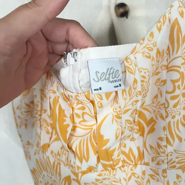 Selfie Leslie Eternal Sunshine Gathered Bust Babydoll Dress Floral Print Yellow - Image 8