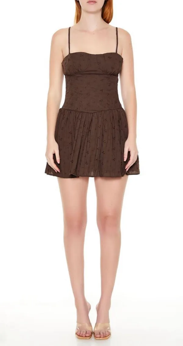Forever 21 Brown Eyelet Bustier Corset Mini Dress - Image 2