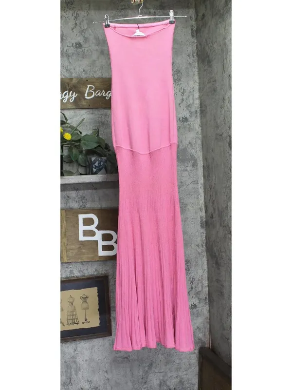 Solid & Striped Womens The Marley Knit Maxi Dress Bandeau Rose Water Pink S - Image 2