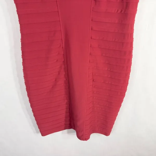 Adrianna Papell Size 6 Dress Red Sheath Cap Sleeve‎ Mini Ruffle Cocktail 1096 - Image 4