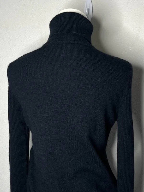 Diane Von Furstenberg Black Wool Cashmere Gracey Turtleneck Cutout Sweater - Image 4