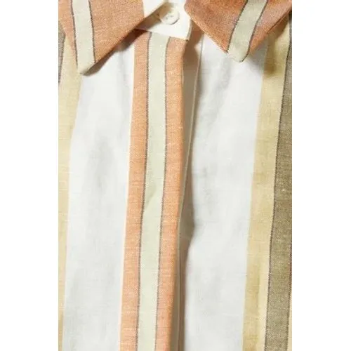 Shona Joy Women Suzana‎ Linen Button Front Tunic Shirt Medium Striped Resort - Image 5