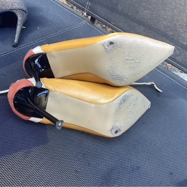 Elegant Yellow and Brown Women's Heels - Image 3