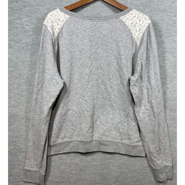 Victorias Secret Pink Logo Sweatshirt‎ With Lace Shoulders L - Image 5