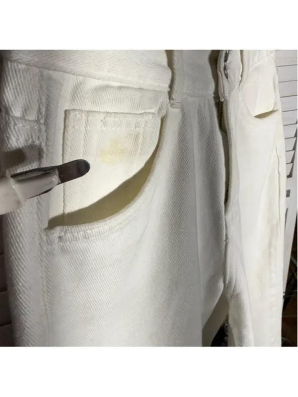 Vintage 90s Y2K jeans high rise wide barrel legs cream cotton grunge coquette S - Image 4