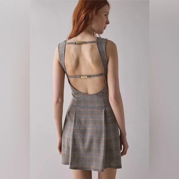 BDG Gray Plaid Midi Dress Size L - Image 2