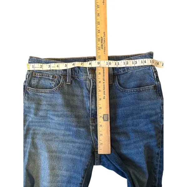 J Crew Mid Rise Flare Crop Jeans Blue Denim Distressed‎ Size 28 - Image 6