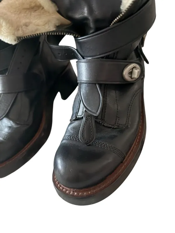 COACH Women’s Black Leather Zip Moto Boots Size 7 - Image 10