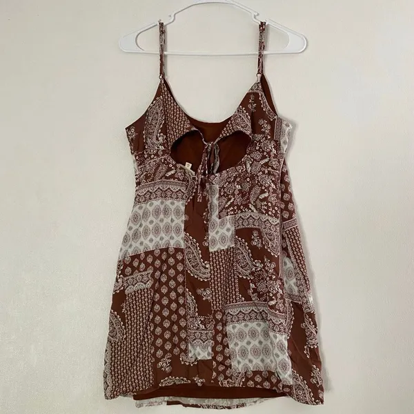 LA Hearts Paisley Slip Dress Medium Boho Patchwork Mini Dress - Image 3