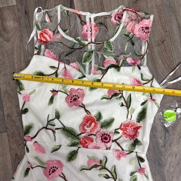 Premier Amour Cherry Blossom Embroidered Sheer Mesh Cocktail Dress 2 NWT - Image 5
