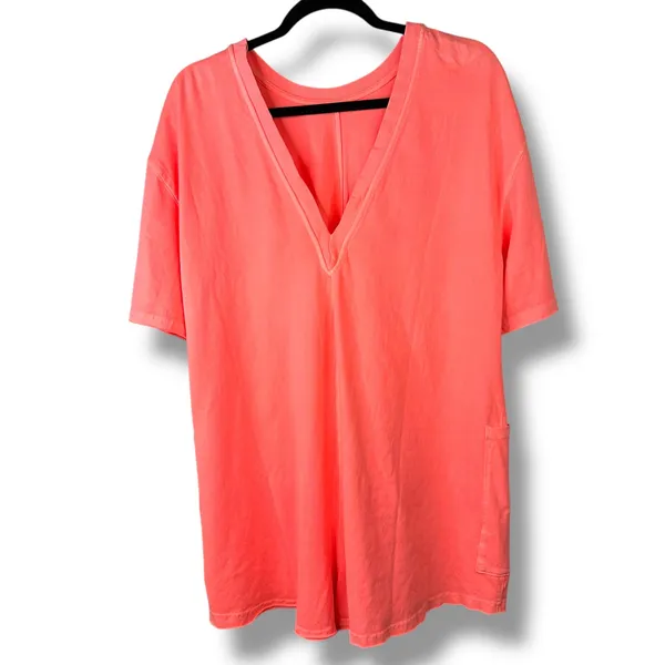 NEW Free People Movement Neon Coral Oversized Shapeless Hot Shot Tee Romper XS - Image 7