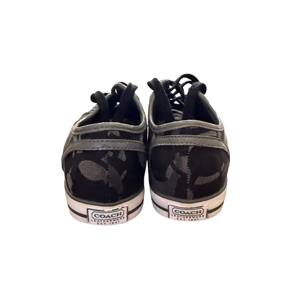 Coach Signature C Monogram Low Top Sneakers Black Grey Canvas Women Size 5‎ logo - Image 5