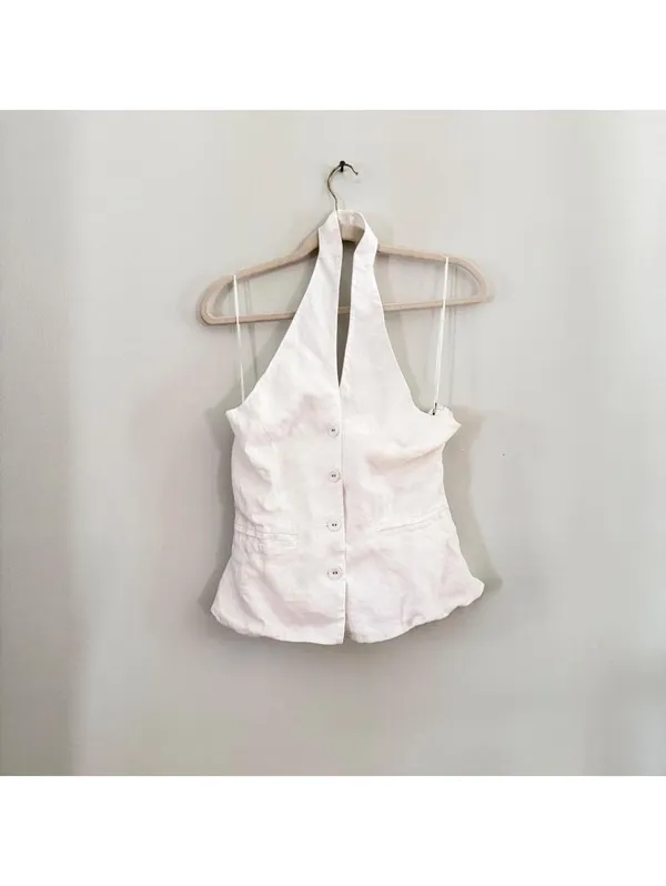 Reformation Tate Linen Top in White - Image 3