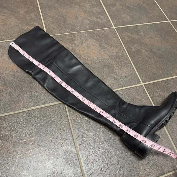 Stuart Weitzman Leather Over the Knee OTK Round Toe Flat Boots Black 7 - Image 11