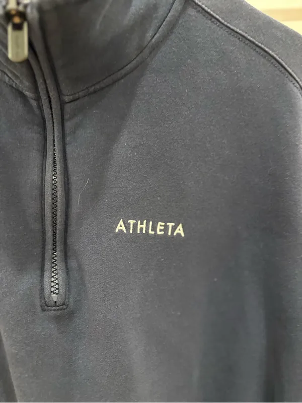 Athleta Forever Fleece 1/4 Zip in Navy With Logo - Image 6