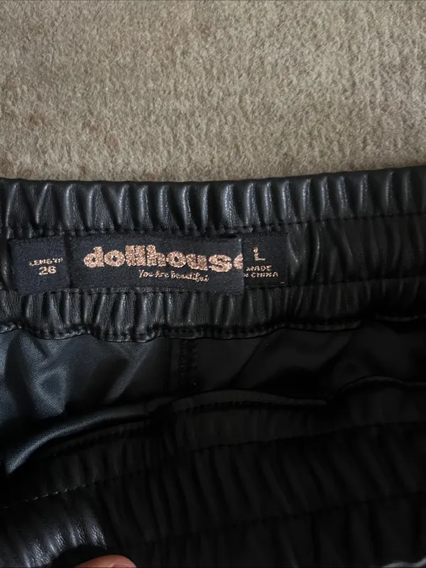 Dollhouse Black Faux Leather Skirt with Elastic Waistband - Image 2