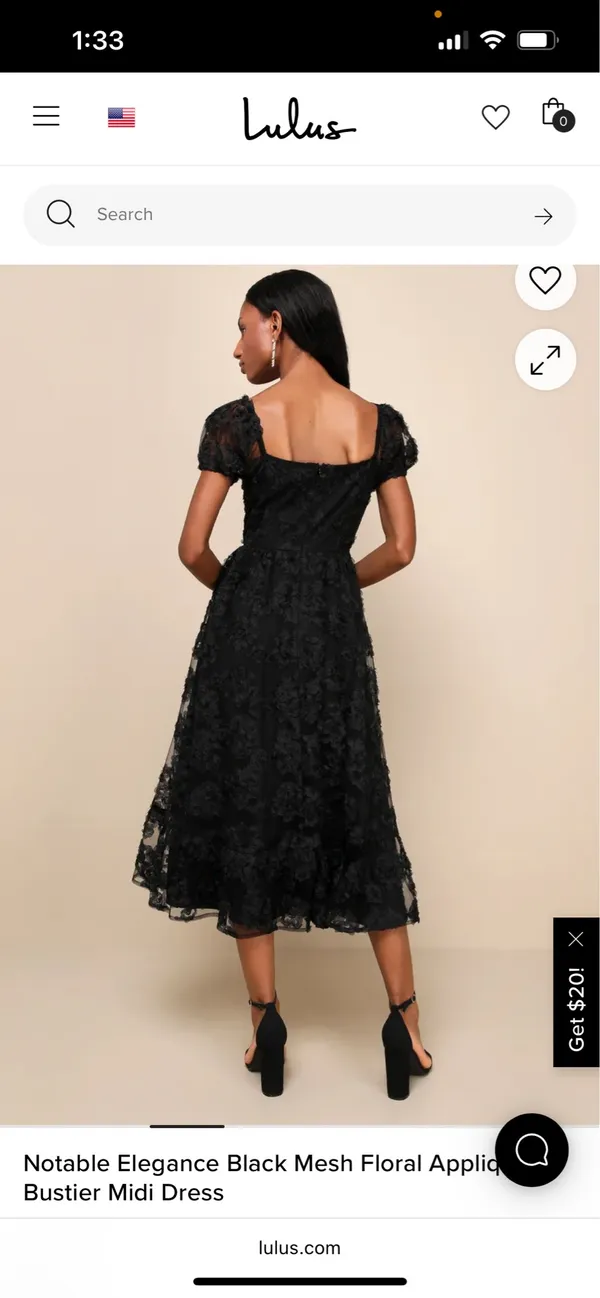 Lulus Black mesh floral applique midi dress - Image 3