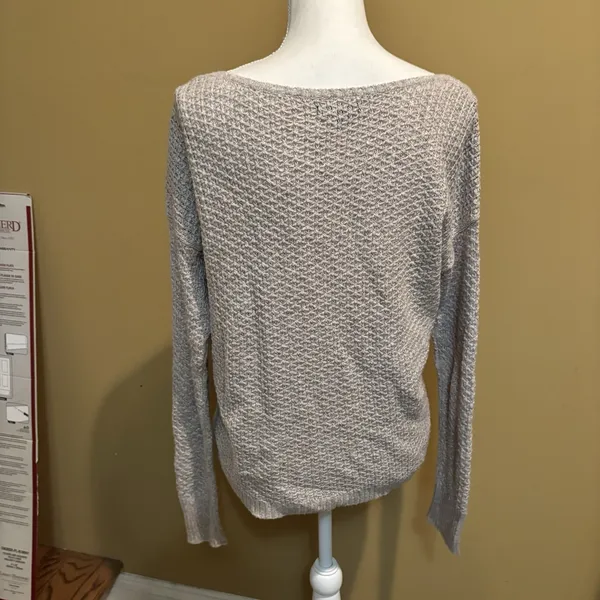 American‎ Eagle Knit Sweater Women's Small Beige Side Lace-Up Textured - Image 2