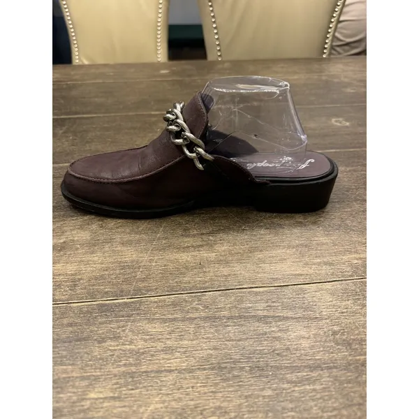 Free People Vida Mules Size 9 / EUR 40 Slip On Shoe Loafer Purple Leather Metal - Image 7