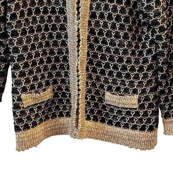Roz & Ali‎ Women's M Open Front Cardigan with Metallic Threading - Image 5