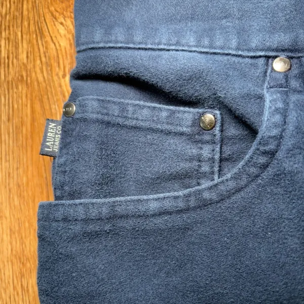 Lauren Jeans Co Navy Blue Twill Pants Womens 8 High Rise Straight Leg Cotton - Image 7