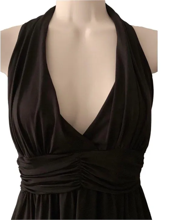 Forever 21 Black Shirred Tie Waist Halter Size M - Image 3
