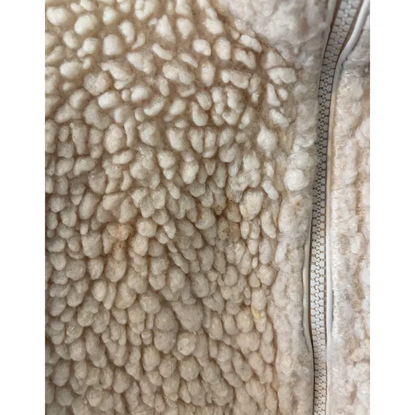 ABERCROMBIE & FITCH Plush Sherpa Beige Fleece Full Zip Jacket Womens Small - Image 6