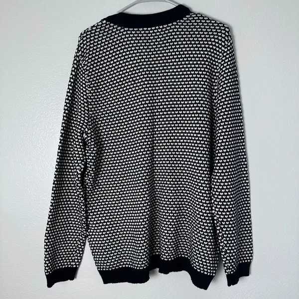 Karen Scott Womens XL Henley V-Neck Sweater Black & White‎ - Image 11
