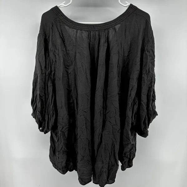 Free People Catch Me If You Can Top Peasant Blouse Loose Dolman Sleeve Gray M - Image 7