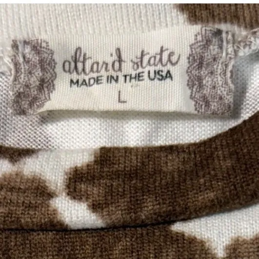 Altar'd‎ State Cow Print Crop Top Brown White Handkerchief Hem Festival Large - Image 4