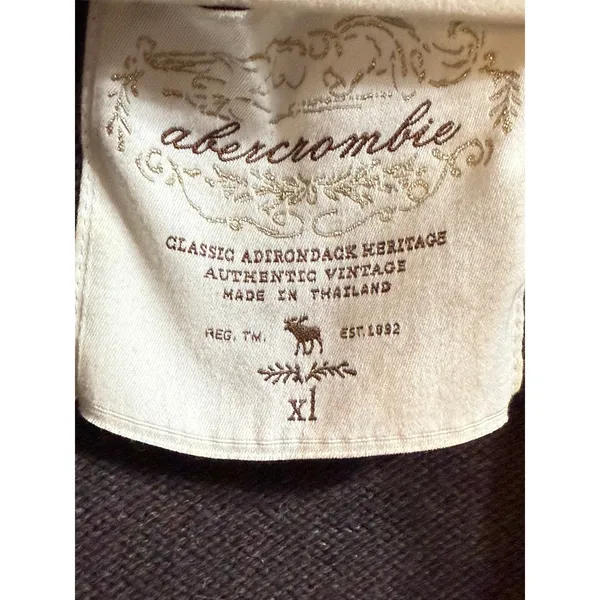 Rare Vintage Abercrombie & Fitch Brown V-Neck Hoodie Sweater Angora‎ Blend XL - Image 3