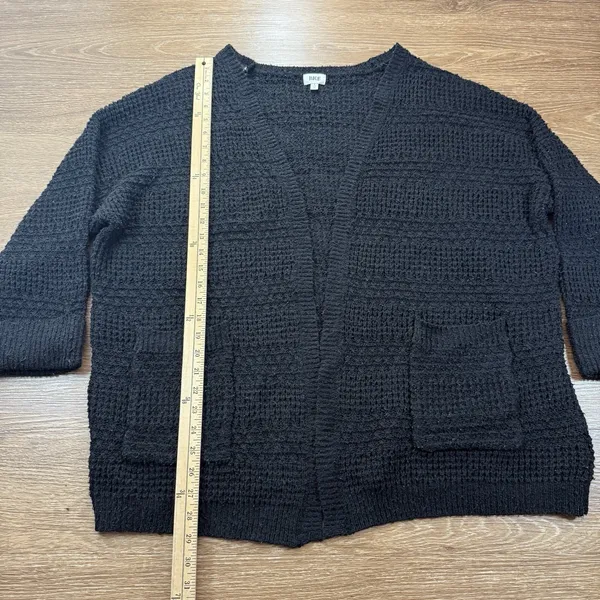 Buckle BKE Women's Black Open Front Cardigan Chunky Knit Pockets Size L Cozy Fall Style - Image 7